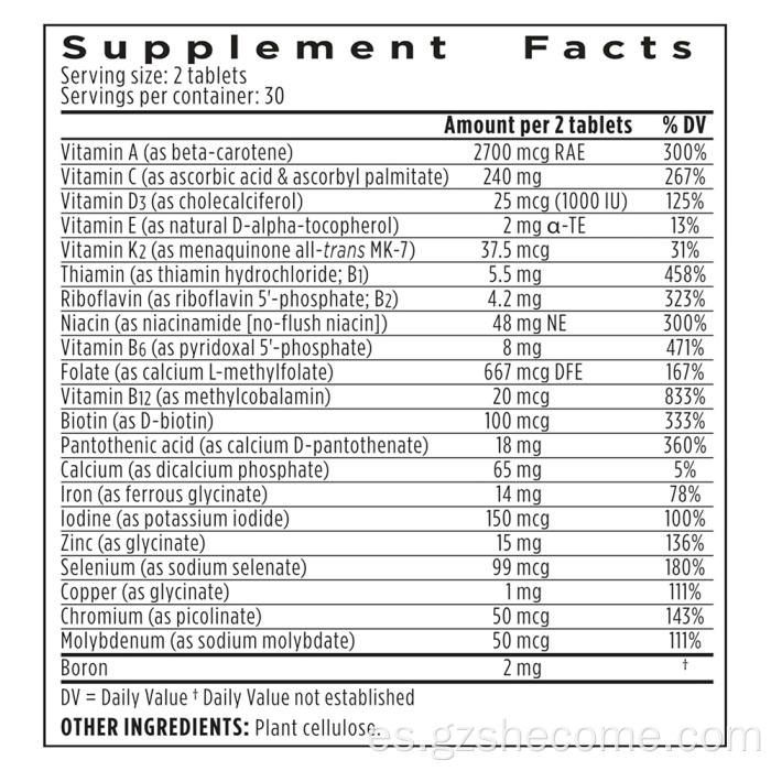 Shecome Tabletas multivitamínicas para mujeres Apoyo energético inmunológico